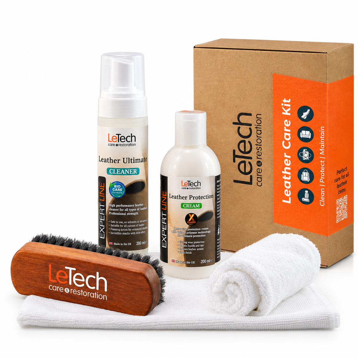 LeTech Leather Care Kit Standard – sada na čistenie a ochranu kože